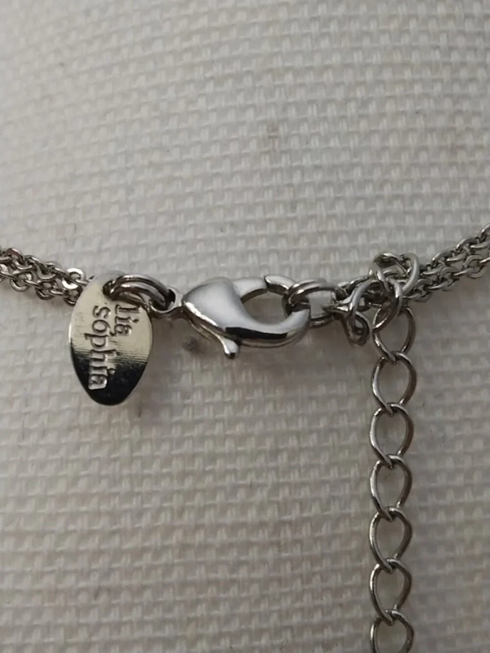 Lia Sophia Necklace Silver Tone Gemstone Circle Pendant with Multi Strand Chain